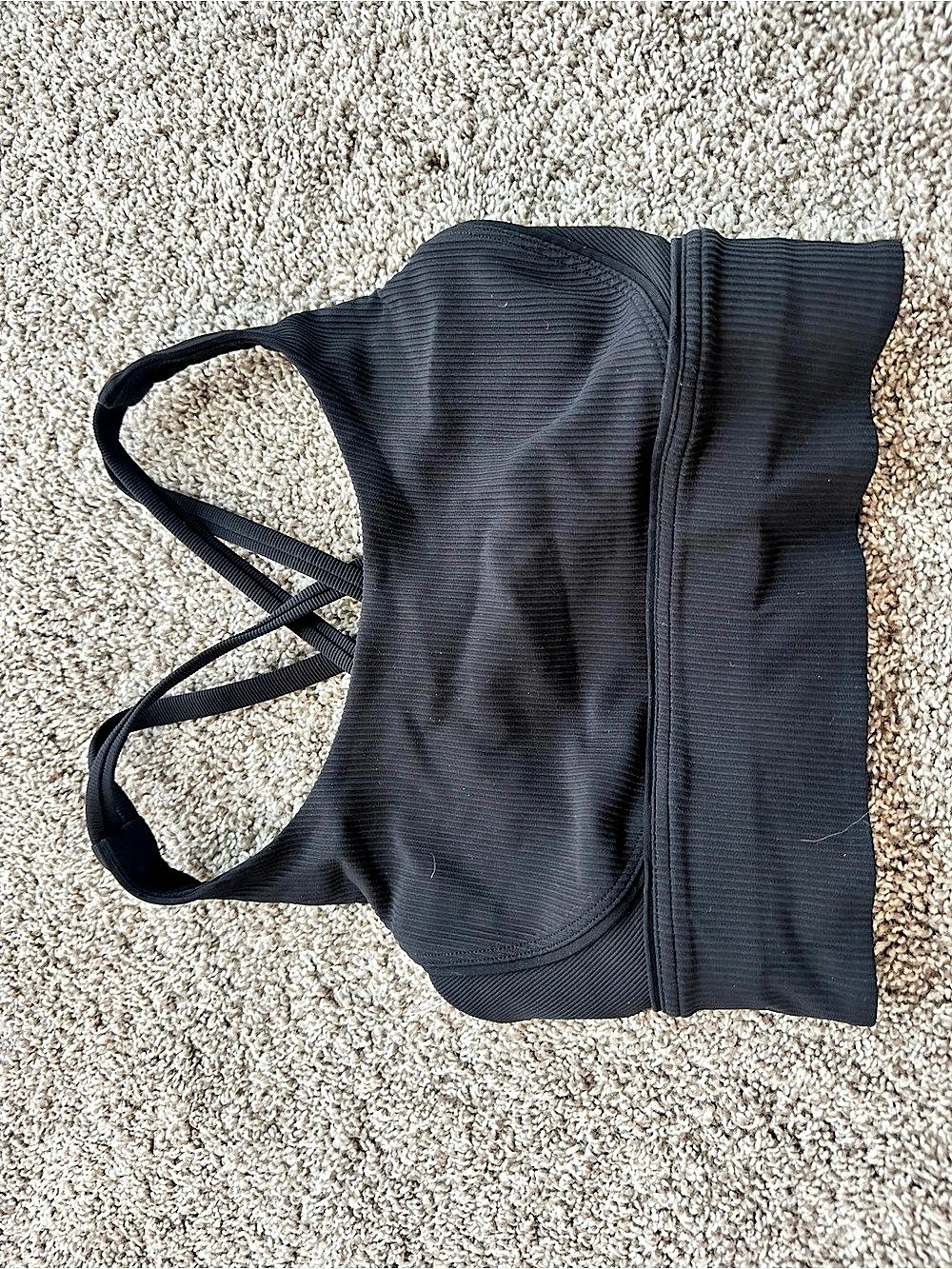 Lululemon Energy Bra Long Line Ribbed Black Tank Top